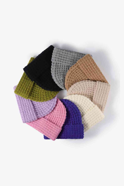 Waffle-Knit Cuff Beanie