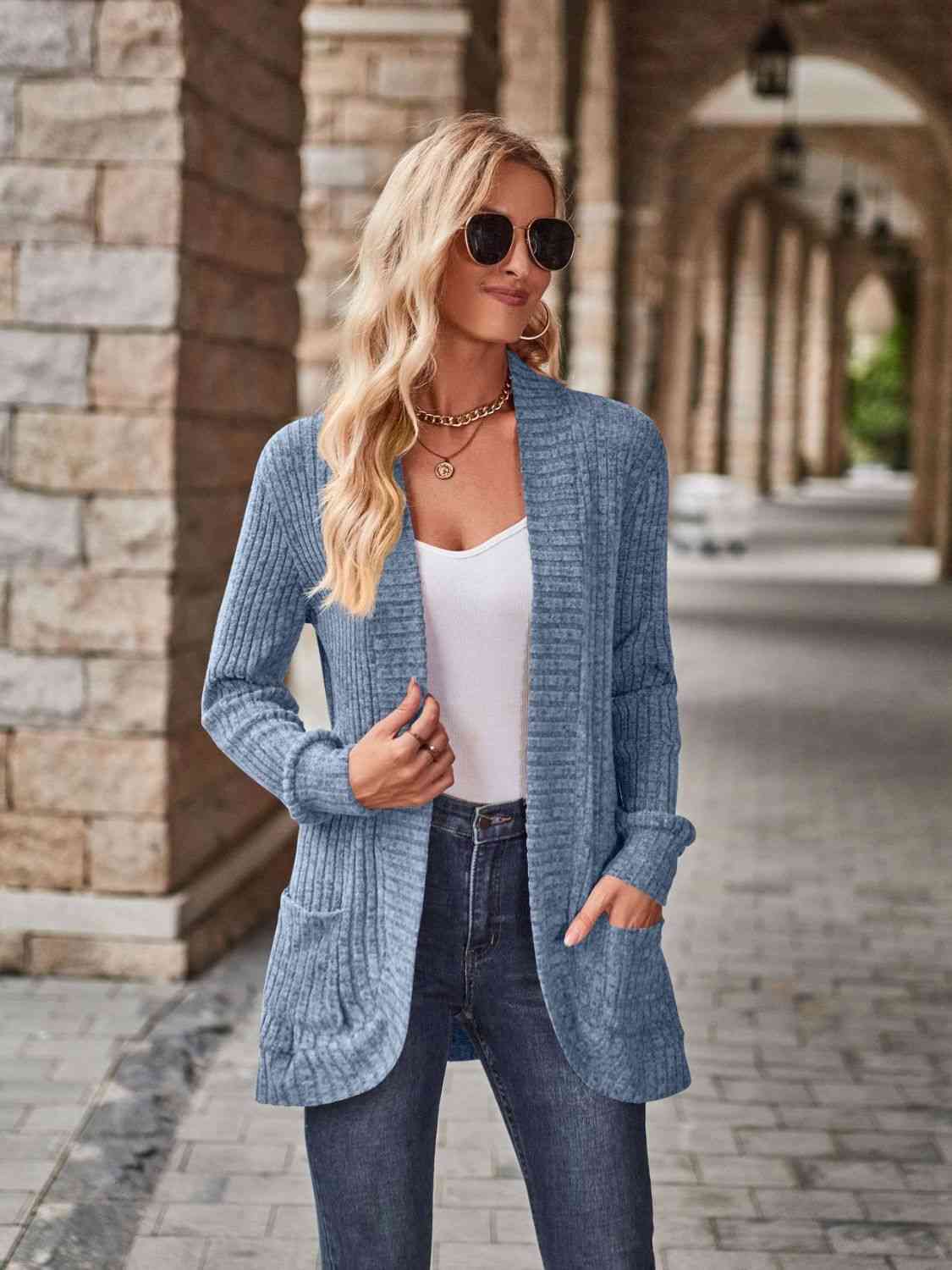 Open Front Cardigan with Pockets - Create the impossible