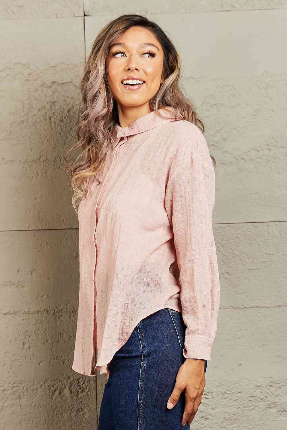 Petal Dew Take Me Out Lightweight Button Down Top