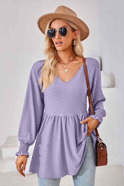 V-Neck Lantern Sleeve Blouse - Create the impossible