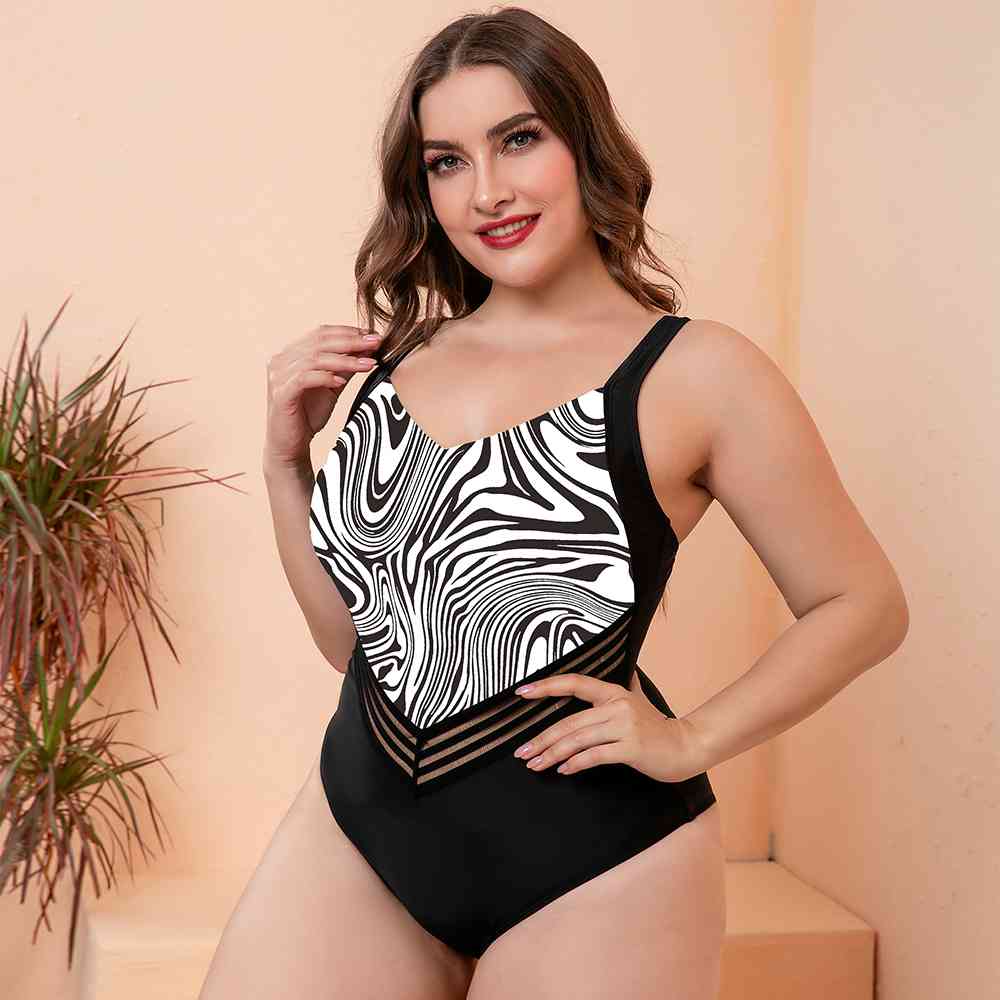 Full Size Printed Sleeveless One-Piece Swimsuit