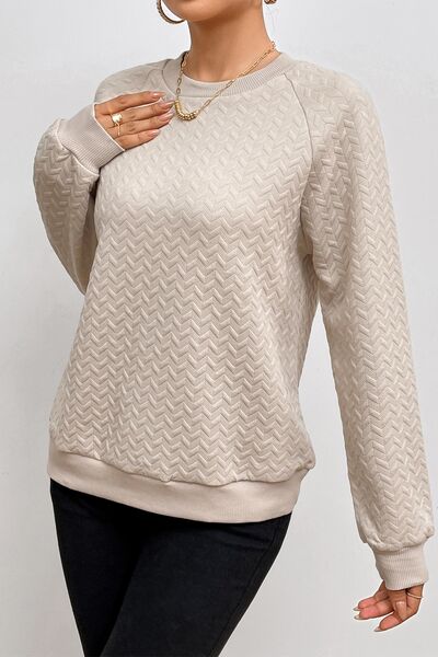 Texture Round Neck Long Sleeve Sweatshirt - Create the impossible