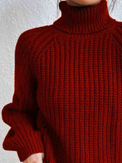 Full Size Turtleneck Rib-Knit Slit Sweater - Create the impossible