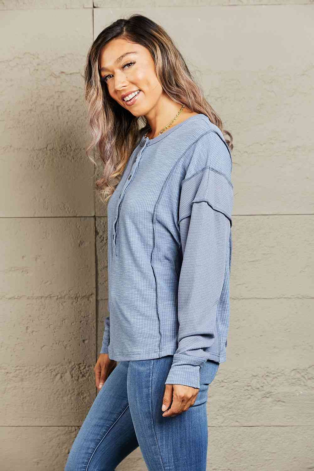 HEYSON Understand me Full Size Oversized Henley Top - Create the impossible