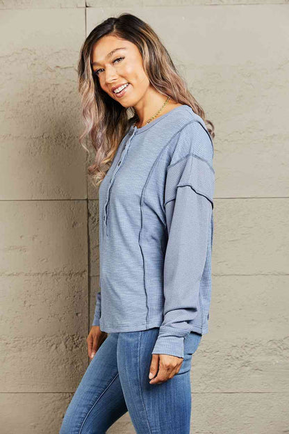 HEYSON Understand me Full Size Oversized Henley Top - Create the impossible