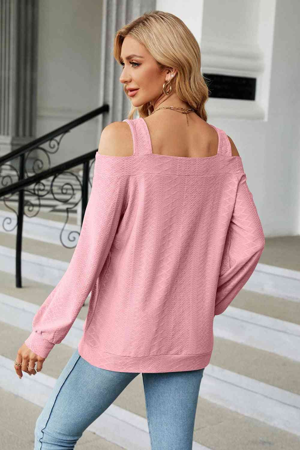 Cold Shoulder Square Neck Cutout Blouse - Create the impossible