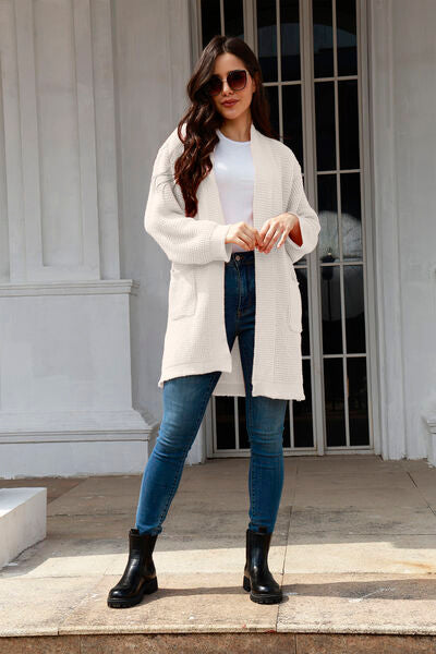 Open Front Long Sleeve Cardigan with Pockets