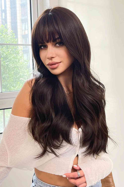 Full Machine Long Wave Synthetic Wigs 24''