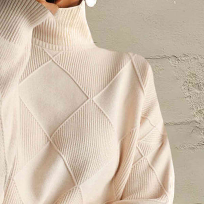 Geometric Turtleneck Long Sleeve Sweater - Create the impossible