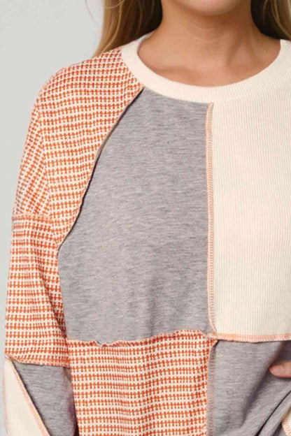 Color Block Exposed Seam Sweatshirt