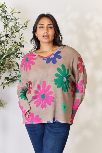 Hopely Full Size Floral V-Neck Long Sleeve Top - Create the impossible