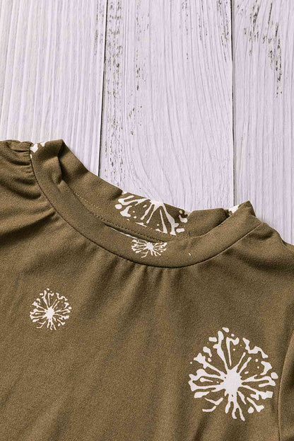 Girls Dandelion Print Round Neck Tee