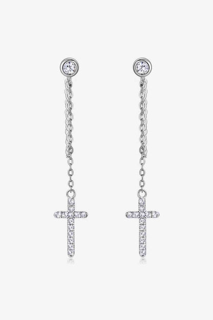 Moissanite 925 Sterling Silver Cross Earrings