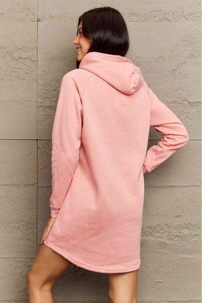 Ninexis Full Size Front Pocket Raglan Sleeve Hooded Dress