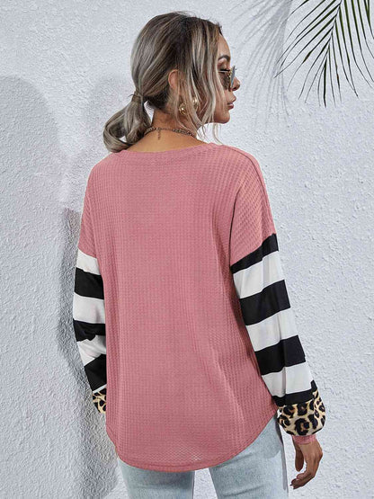 Leopard Striped Waffle-Knit Top - Create the impossible