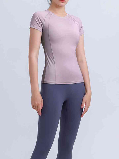 Round Neck Short Sleeve Active Top