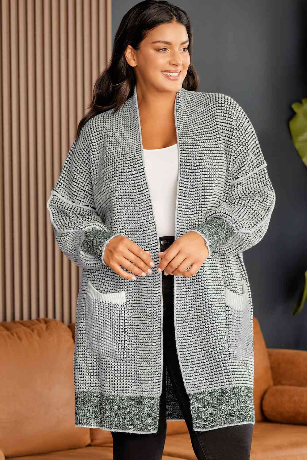 Plus Size Open Front Longline Cardigan - Create the impossible