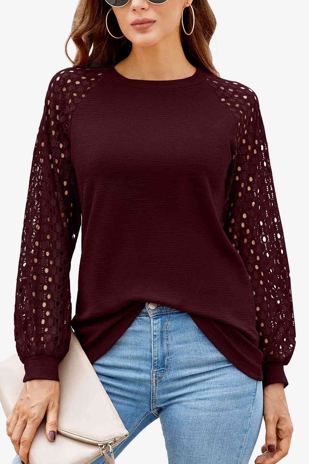 Long Raglan Sleeve Round Neck Tee