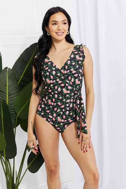 Marina West Swim Full Size Float On Ruffle Faux Wrap One-Piece in Floral