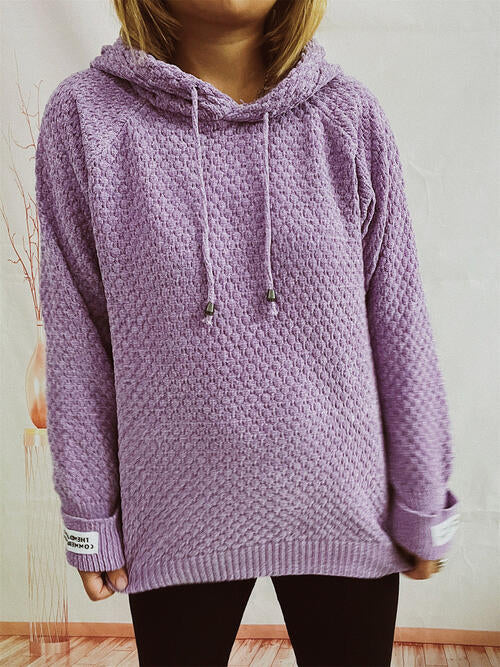 Drawstring Long Sleeve  Hooded Sweater - Create the impossible