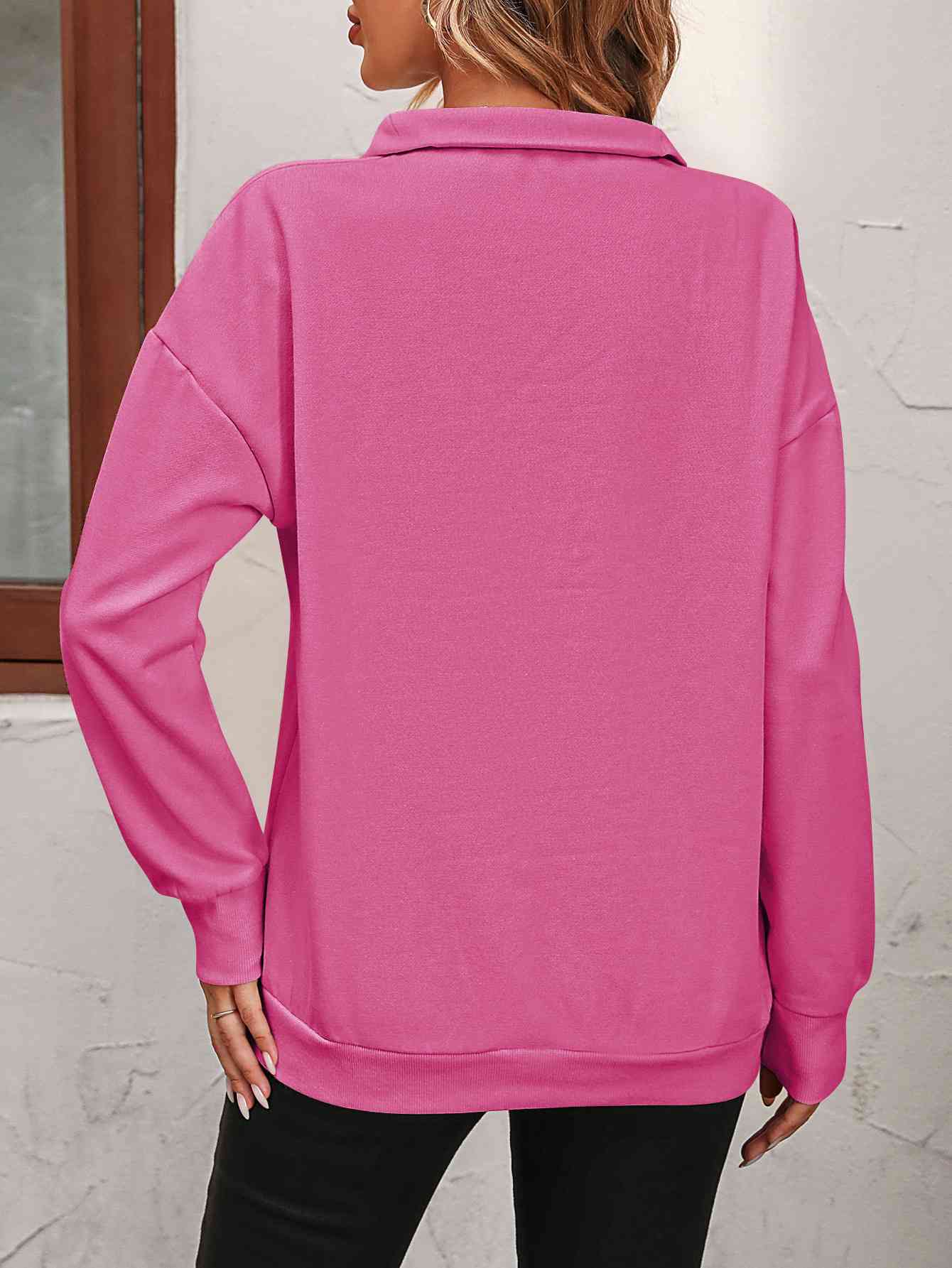 Zip-Up Dropped Shoulder Sweatshirt - Create the impossible