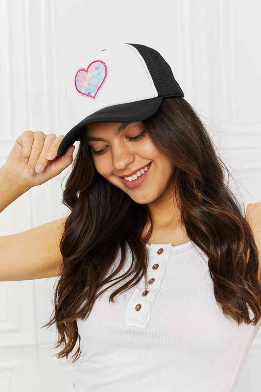 Fame Falling For You Trucker Hat in Black