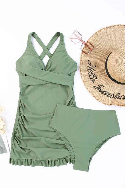 Tie Back Sleeveless Swim Dress and Bottoms Set - Create the impossible