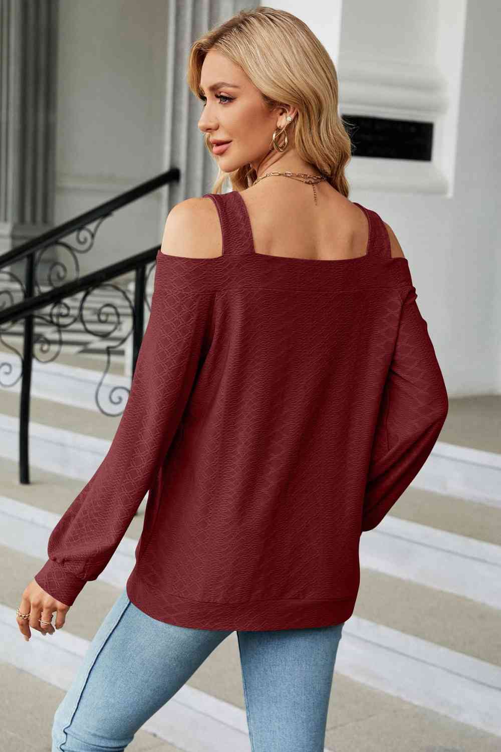 Cold Shoulder Square Neck Cutout Blouse - Create the impossible